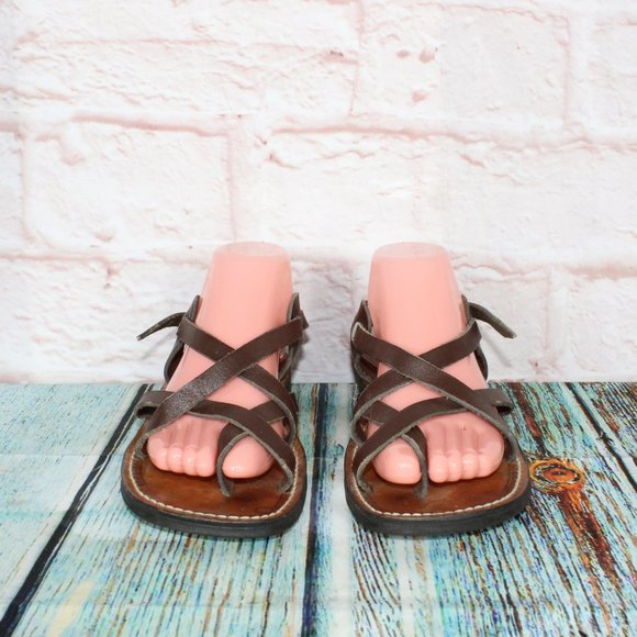 *Nimrod Unisex Brown Leather Casual Slingback Biblical Strappy Sandals Size __ - Picture 4 of 10